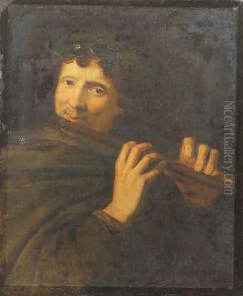 A shepherd, half length, playing the flute Oil Painting by Jacob Adriaensz. Backer