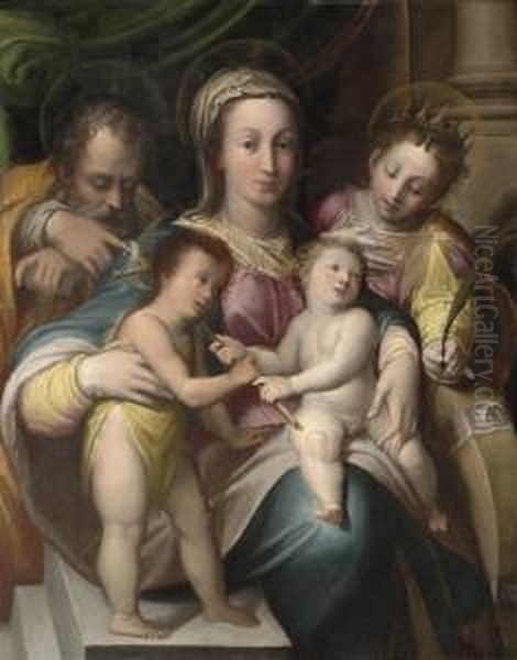 The Holy Family With The Infant Saint John Baptist And Saintcatherine Of Alexandria Oil Painting by Denys Fiammingo Calvaert