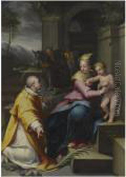 The Holy Family With Saint Stephen Oil Painting by Denys Fiammingo Calvaert