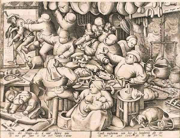 The rich Kitchen, by Pieter van der Heyden Oil Painting by Pieter the Elder Bruegel