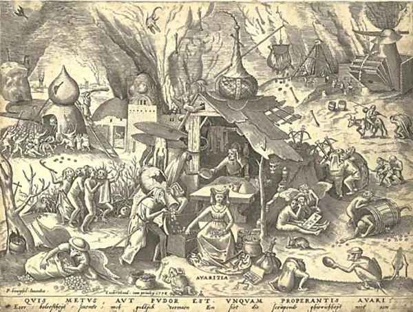 Avarice, from The Set of the Seven Vices, by P. Van der Heyden Oil Painting by Pieter the Elder Bruegel