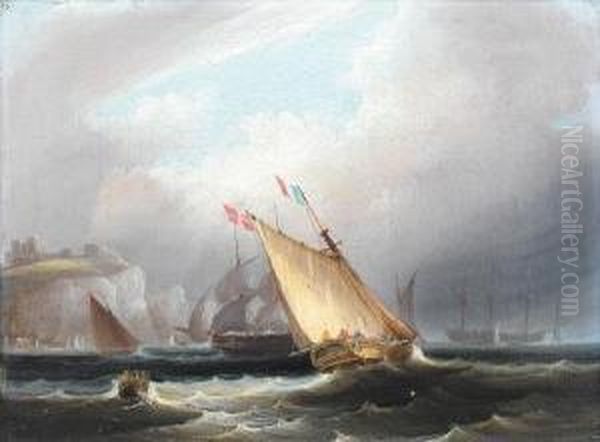 Shipping Off Dover Oil Painting by Frederick Calvert