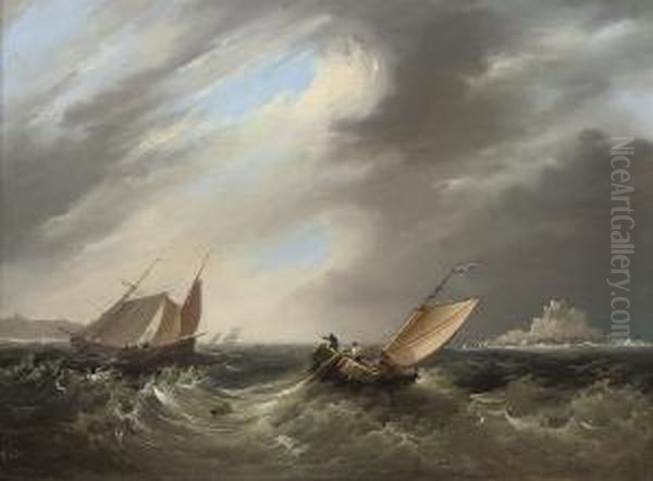 Fishermen Off St Michael's Mount, Cornwall Oil Painting by Frederick Calvert