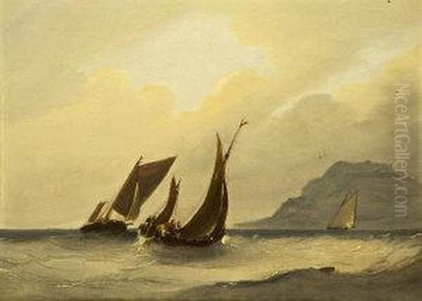 Coastal Scenes With Sailing Vessels, Evening Oil Painting by Frederick Calvert