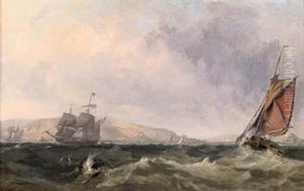 A Swell In The Channel Oil Painting by Frederick Calvert