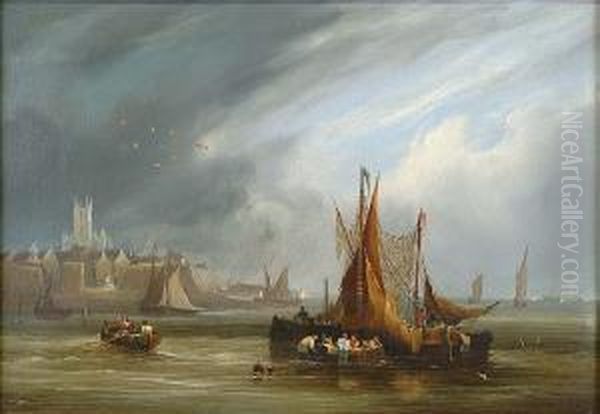 Unloading The Catch Oil Painting by Frederick Calvert