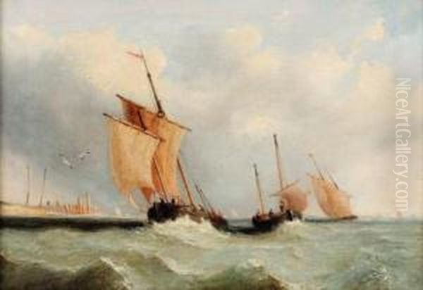 Fishing Craft Heading Out To Sea Oil Painting by Frederick Calvert