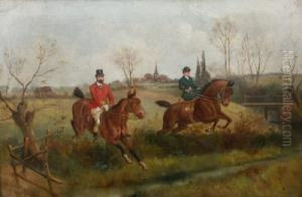 Clearing A Brook. Oil Painting by Henry Calvert