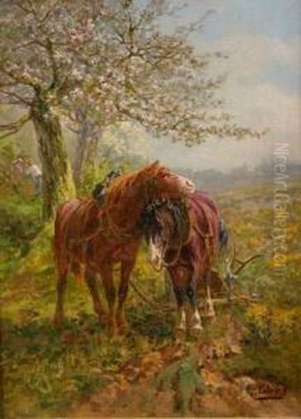 Chevaux De Labour Oil Painting by Leon Georges Calves