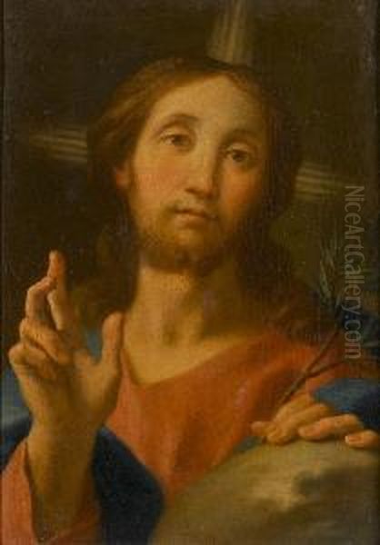 Christ As Salvator Mundi Oil Painting by Jacopo Alessandro Calvi Il Sordino