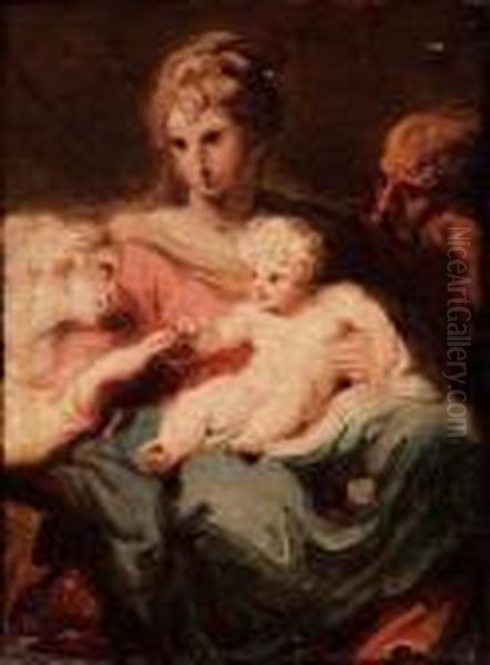 Sacra Famiglia Oil Painting by Jacopo Alessandro Calvi Il Sordino