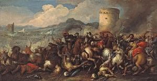 The Siege Of Jerusalem Oil Painting by Antonio Calza