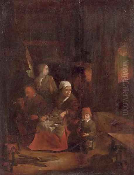 A family in a kitchen interior Oil Painting by Quirin Gerritsz. Van Brekelenkam