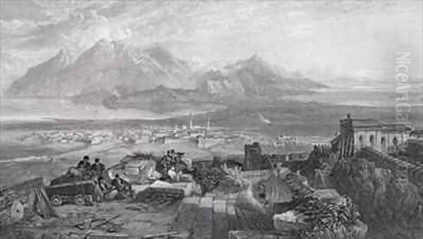 Town and Isthmus of Corinth seen from the Acropolis Oil Painting by Samuel Bough