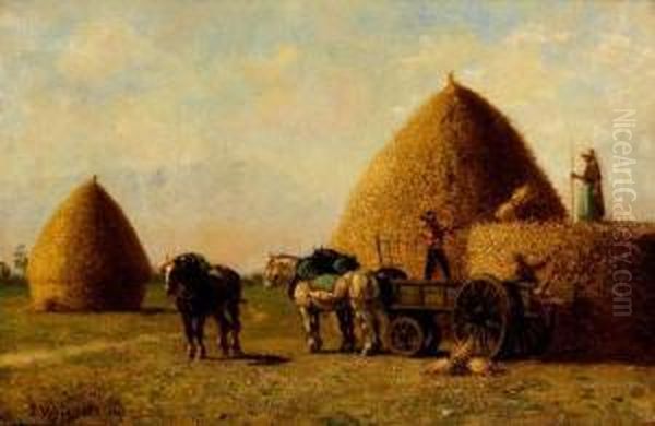  Scene De Moisson.  Oil Painting by Charles Camarroque