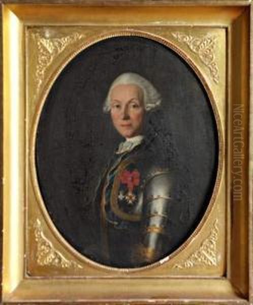 < Portrait D'un Chevalier En Armure >. Oil Painting by Charles Camarroque