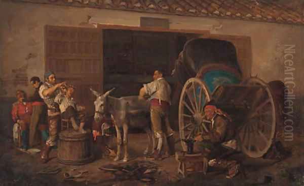 El trasquilon Oil Painting by Bernardo Ferrandiz Y Badenes