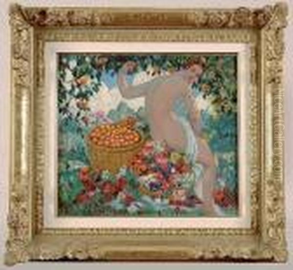 nymphe Aux Oranges Oil Painting by Louis Gustave Cambier