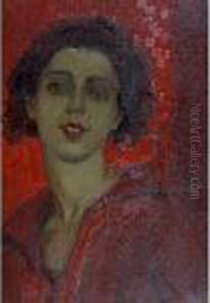 Ragazza In Rosso Oil Painting by Paul Glauco Cambon