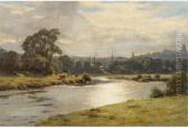 Cattle Grazing On A Riverbank Oil Painting by Duncan Cameron