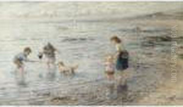 The Timid Bather, Largo Bay Oil Painting by Hugh Cameron