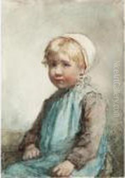 Portrait If A Girl; Women Washing Oil Painting by Hugh Cameron