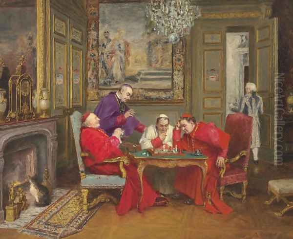 A Cardinal's Move Oil Painting by Henri Brispot