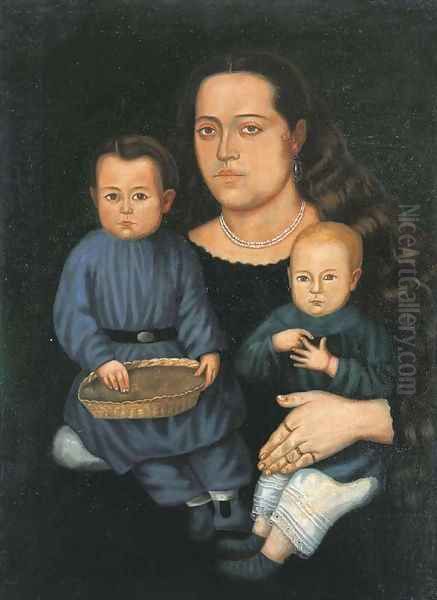 Sra. Da. Francisca Valdivia de Chavez e hijos Oil Painting by Hermenegildo Bustos