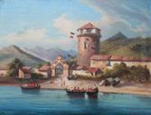 Sbarco Dei Garibaldini A Castel Volturno Oil Painting by Michele Cammarano