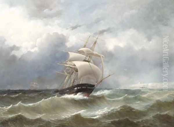 The return of the squadron of Prince Hendrik of the Netherlands by the English coast in 1847 Oil Painting by Jacob Eduard Van Heemskerck Van Beest