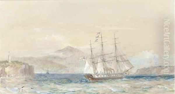 H.M.S. Galatea off the coast of New South Wales Oil Painting by Sir Oswald Walters Brierly