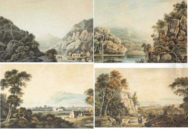 Four Views Of Bray And The Sugarloaf, County Wicklow, Circa 1820 Oil Painting by John Henry Campbell