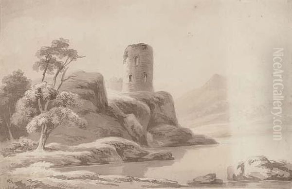 A Ruined Castle Oil Painting by John Henry Campbell