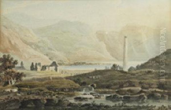 The Round Tower At Glendalough, Co. Wicklow Oil Painting by John Henry Campbell