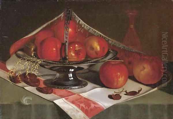 Still Life of Apples in a Silver Compote Oil Painting by Taylor Buzzell