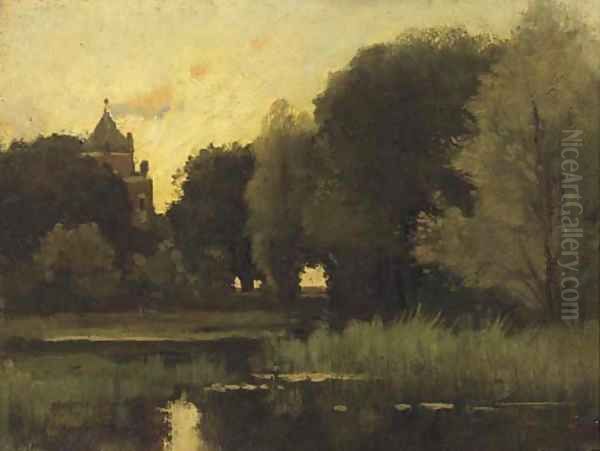 Castle Doorwerth seen from the grounds Oil Painting by Theophile Emile Achille De Bock