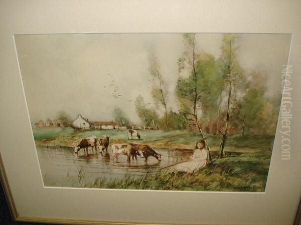 By The Watering Hole Oil Painting by Thomas, Tom Campbell