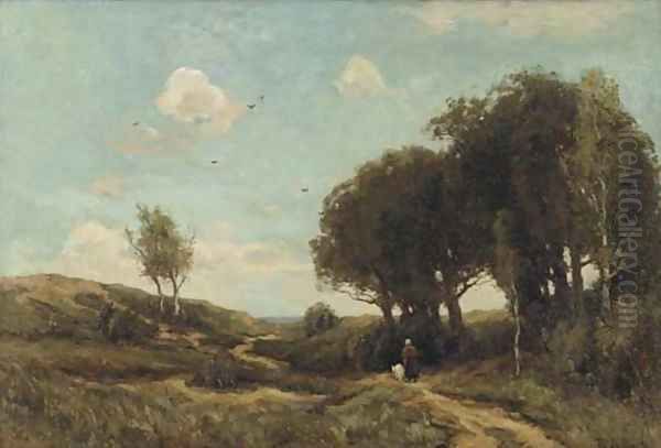 Crossing the heath Oil Painting by Theophile Emile Achille De Bock