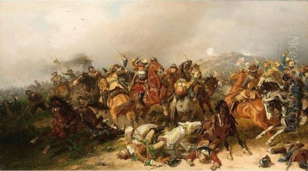 In The Midst Of Battle Oil Painting by Wilhelm Camphausen