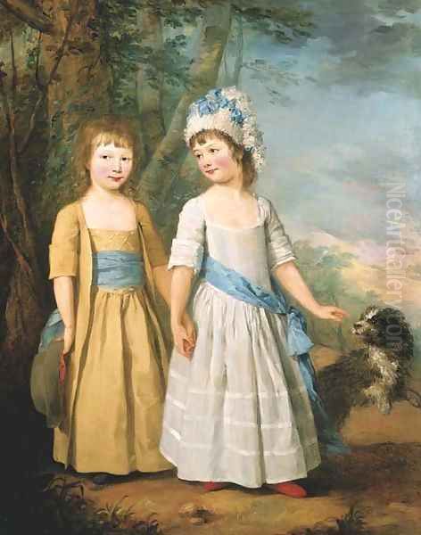 Double portrait of Elizabeth and Thomas Trower in a landscape Oil Painting by William Hoare Of Bath