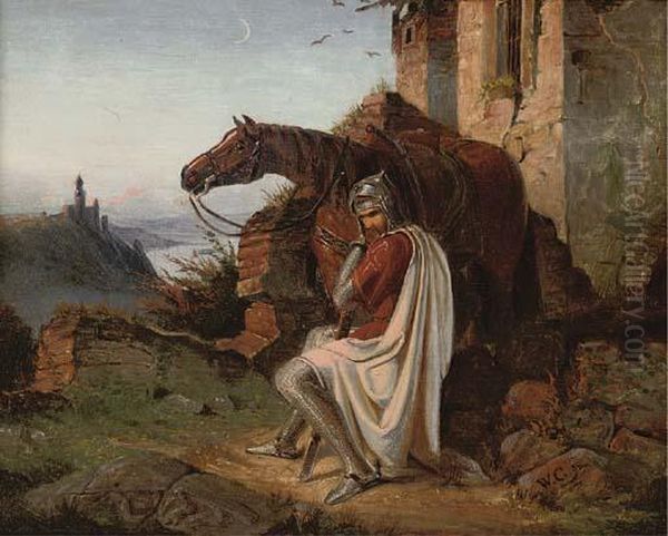 The Resting Crusader Oil Painting by Wilhelm Camphausen