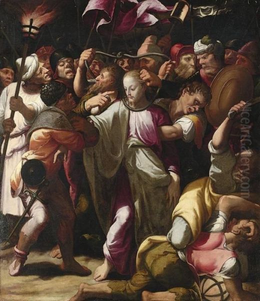 The Arrest Of Christ Oil Painting by Bernardino Campi