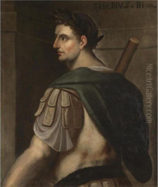 Portrait Of The Emperor 
Tiberius, Half-length Standing In Profile, Wearing A Laurel Wreath Oil Painting by Bernardino Campi