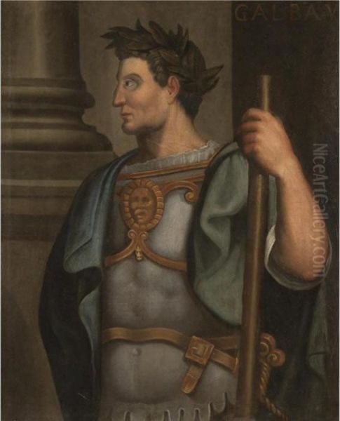 Portrait Of The Emperor Galba, Half-length Standing In Profile, Wearing A Laurel Wreath Oil Painting by Bernardino Campi