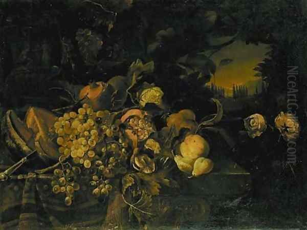 Grapes on the vine Oil Painting by Abraham Bruegel