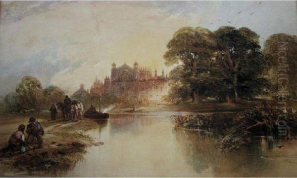 Eton College Chapel From The Thames Oil Painting by George Bryant Campion