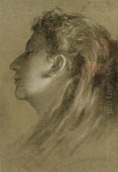 Profile Bust Portraits Of Young Women Oil Painting by Henry Campotosto