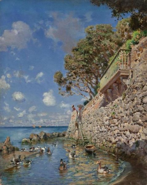 Villa Al Mare Oil Painting by Alceste Campriani