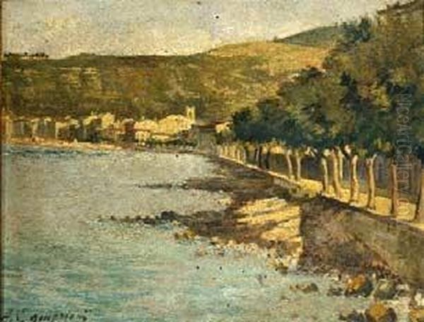 Marina Ligure Oil Painting by Alceste Campriani