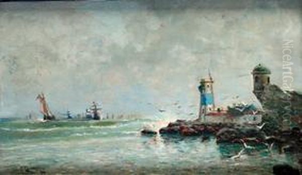 Barcos Oil Painting by Tomas Campuzano Y Aguirre